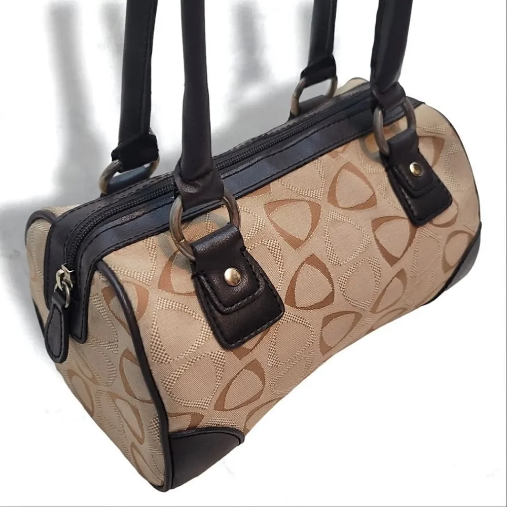 Liz Claiborne Vintage Beige & Brown Satchel Handbag